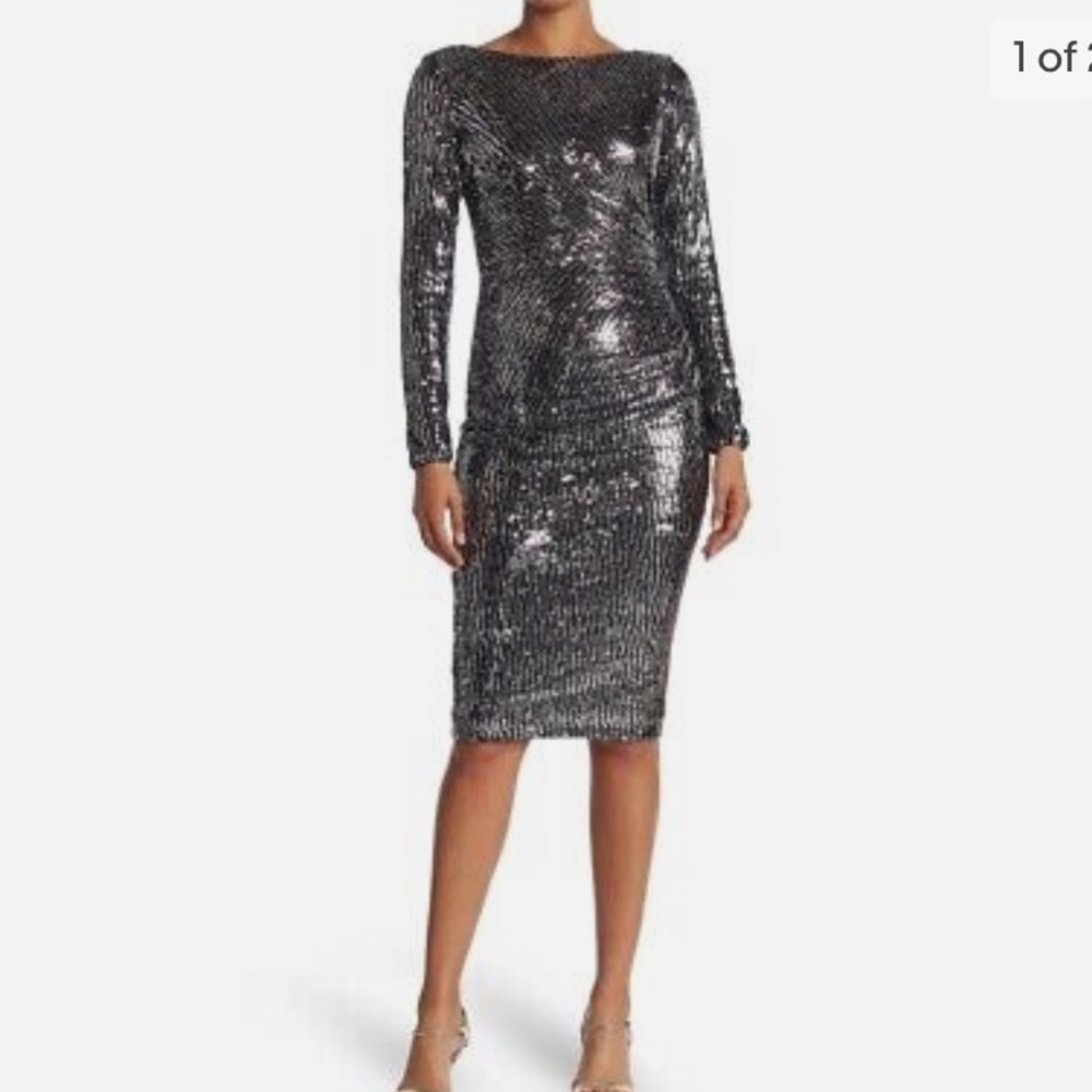 - ✨Dress the Population Emilia Sequin Long Sleeve Cocktail Dress